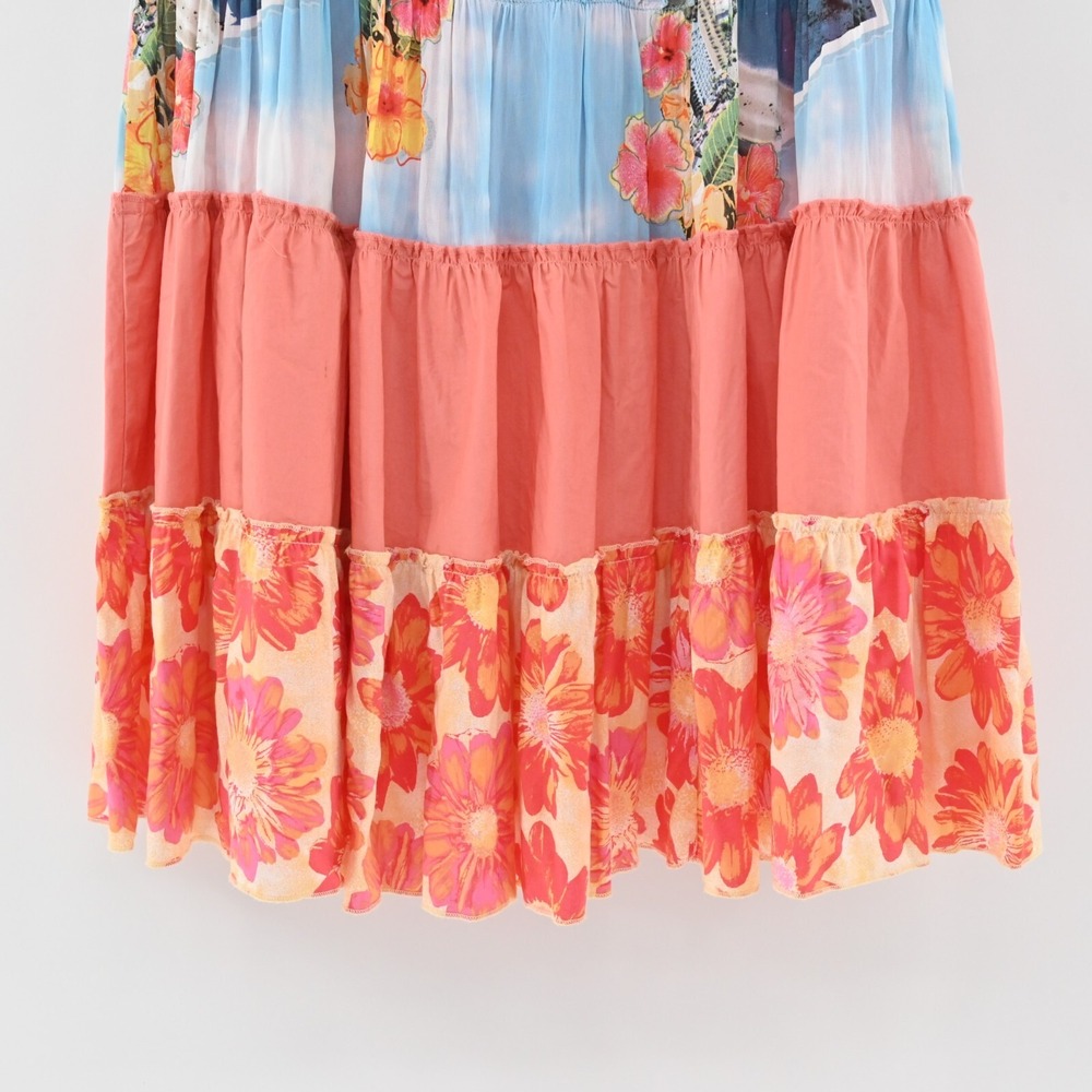 WEEKEND CLOTHES LINE Skirt Sz M Floral Mixed Print Multicolor Tiered Midi Hippie - Picture 11 of 14